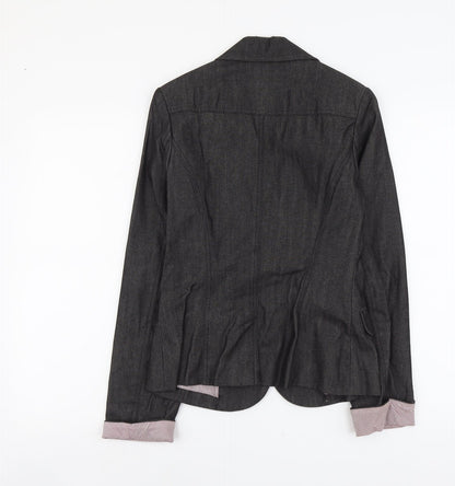 New Look Womens Grey Cotton Jacket Blazer Size 10