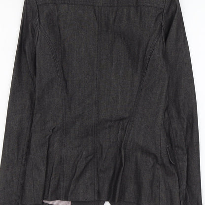 New Look Womens Grey Cotton Jacket Blazer Size 10