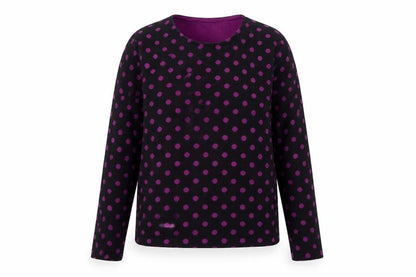 Jumper Womens Black Round Neck Polka Dot Acrylic Pullover Jumper Size M