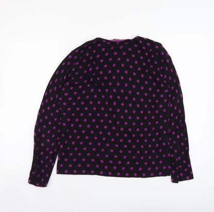 Jumper Womens Black Round Neck Polka Dot Acrylic Pullover Jumper Size M