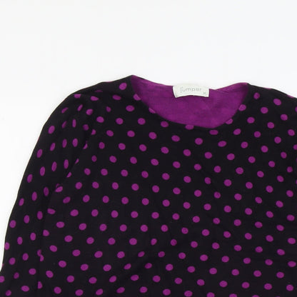 Jumper Womens Black Round Neck Polka Dot Acrylic Pullover Jumper Size M