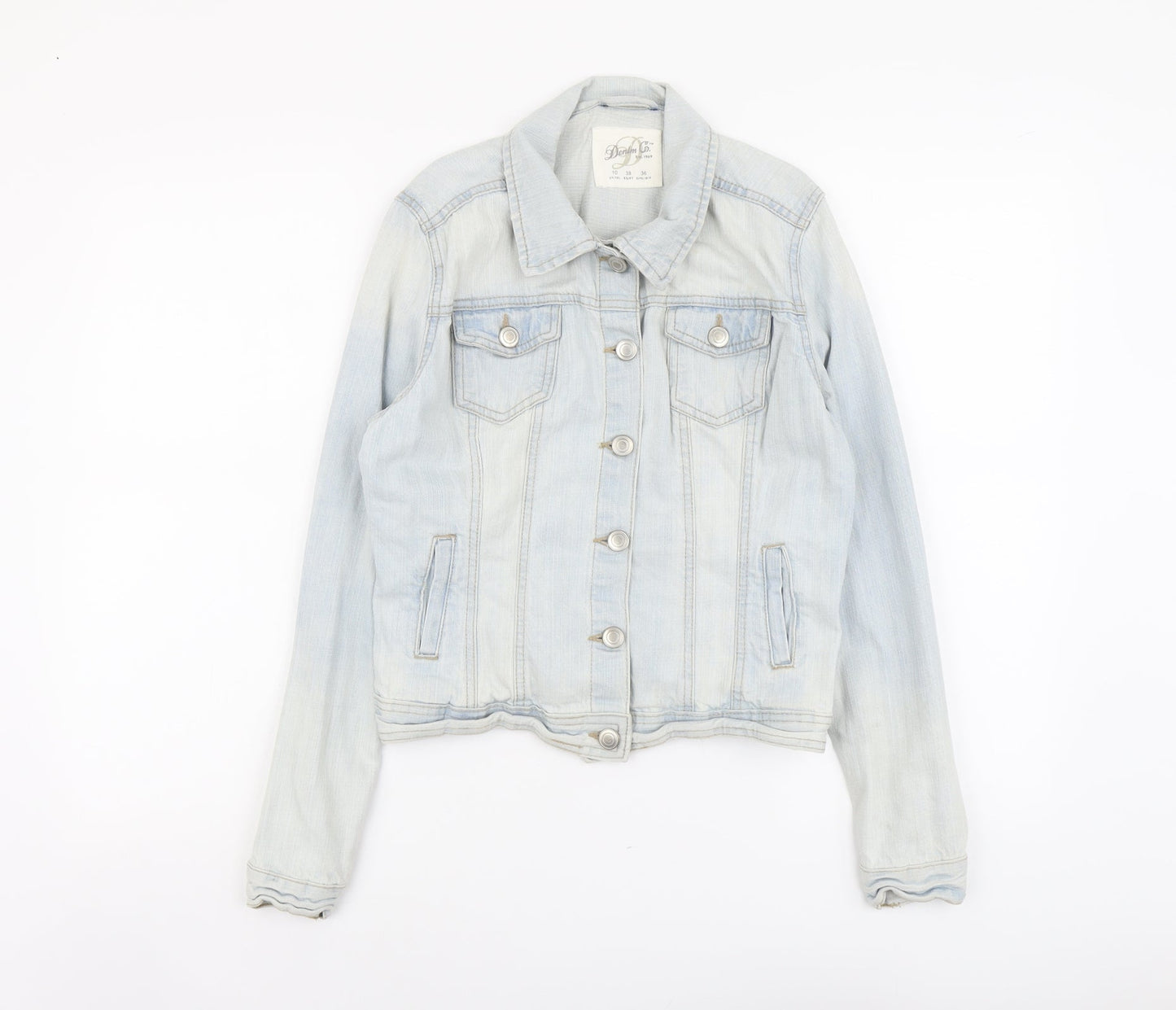 Denim & Co. Womens Blue Jacket Size 10 Button