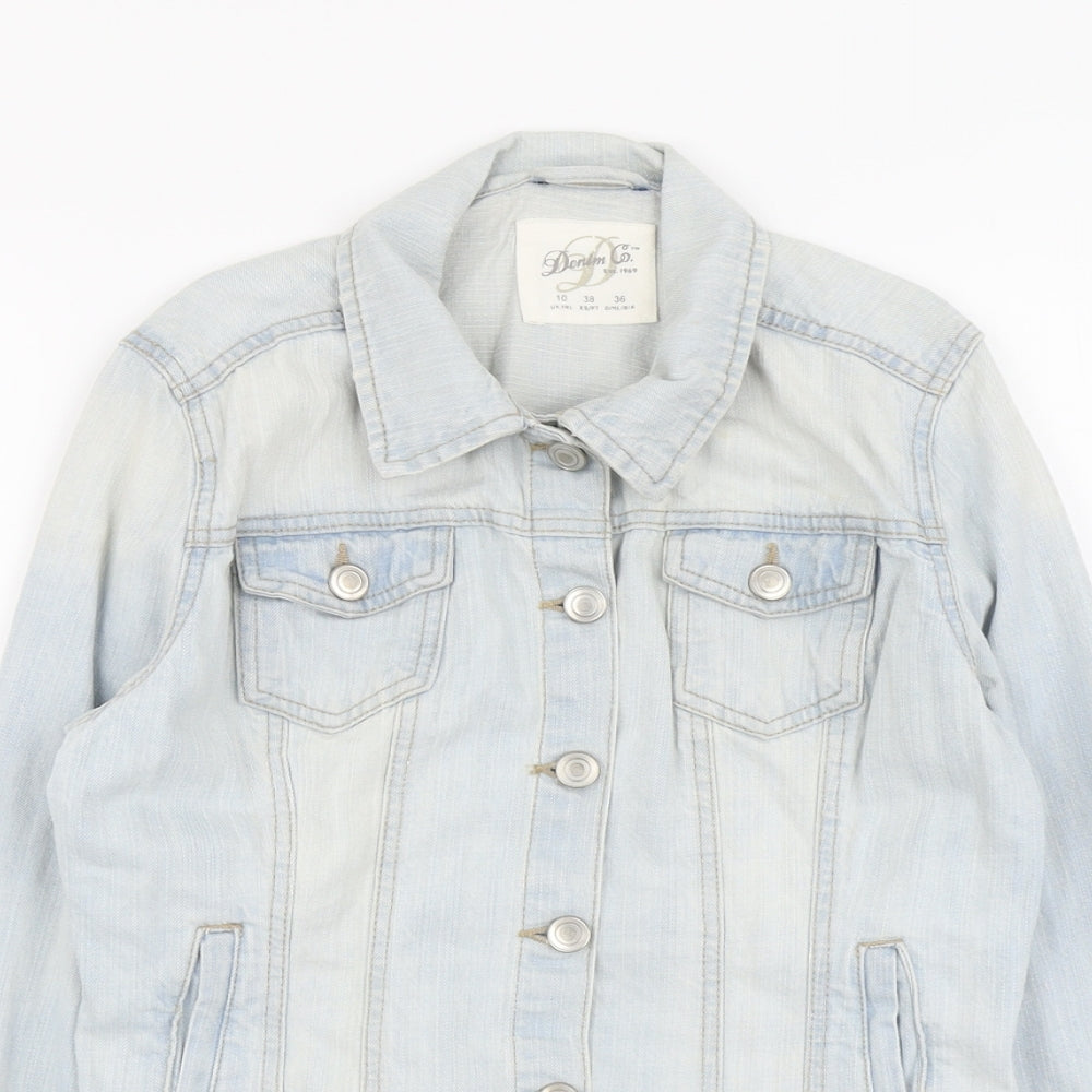Denim & Co. Womens Blue Jacket Size 10 Button