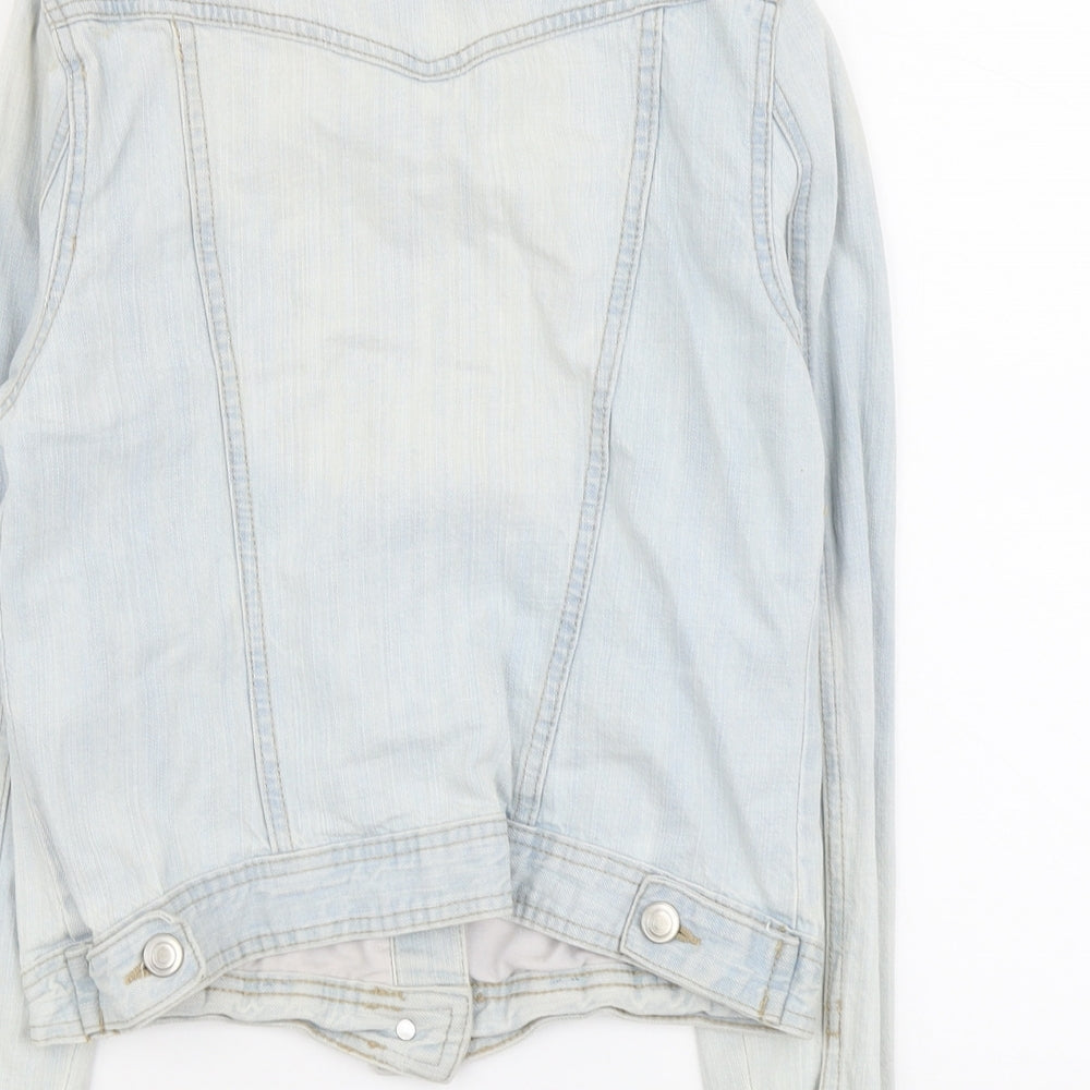 Denim & Co. Womens Blue Jacket Size 10 Button