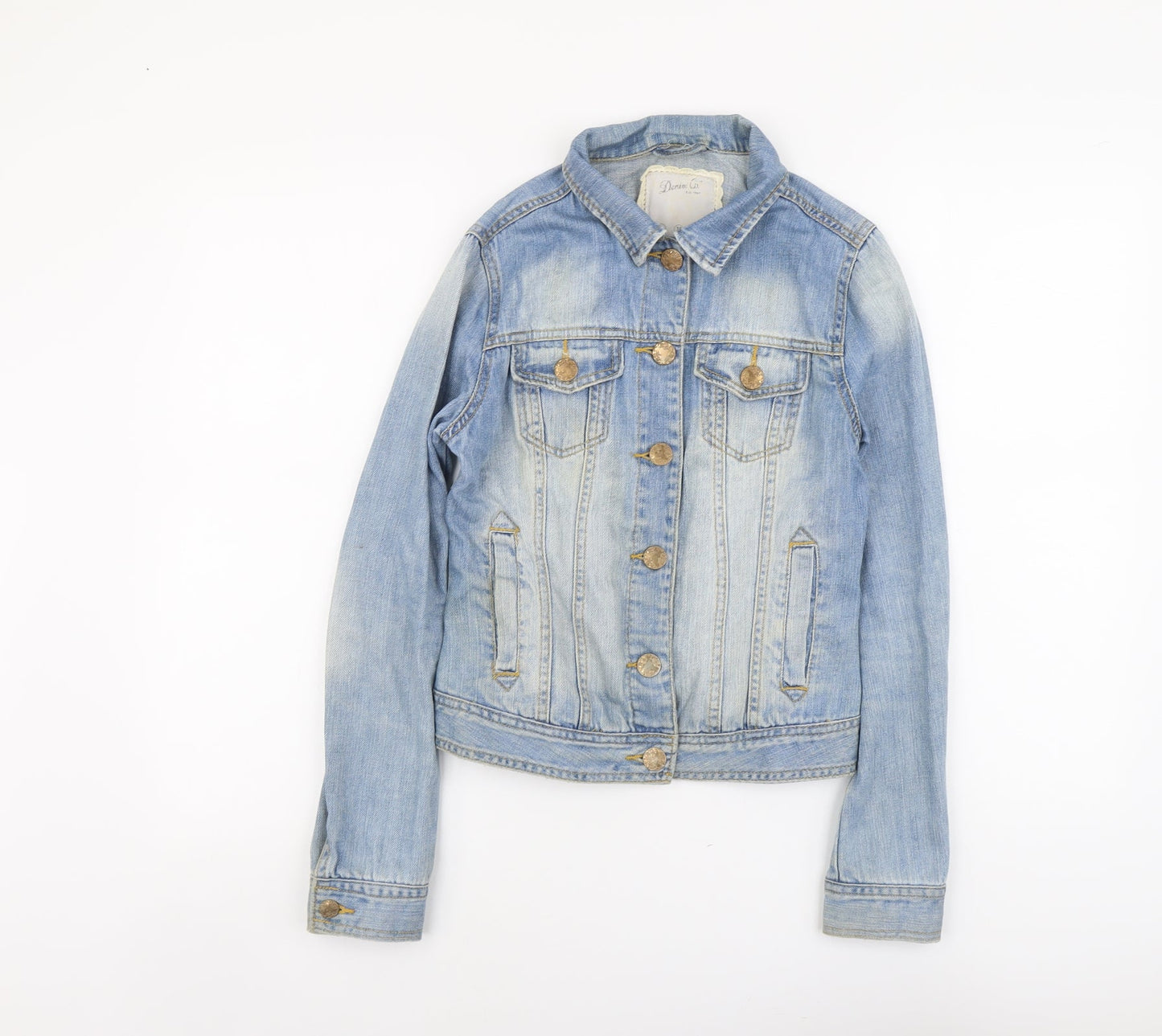 Denim & Co. Womens Blue Jacket Size 8 Button