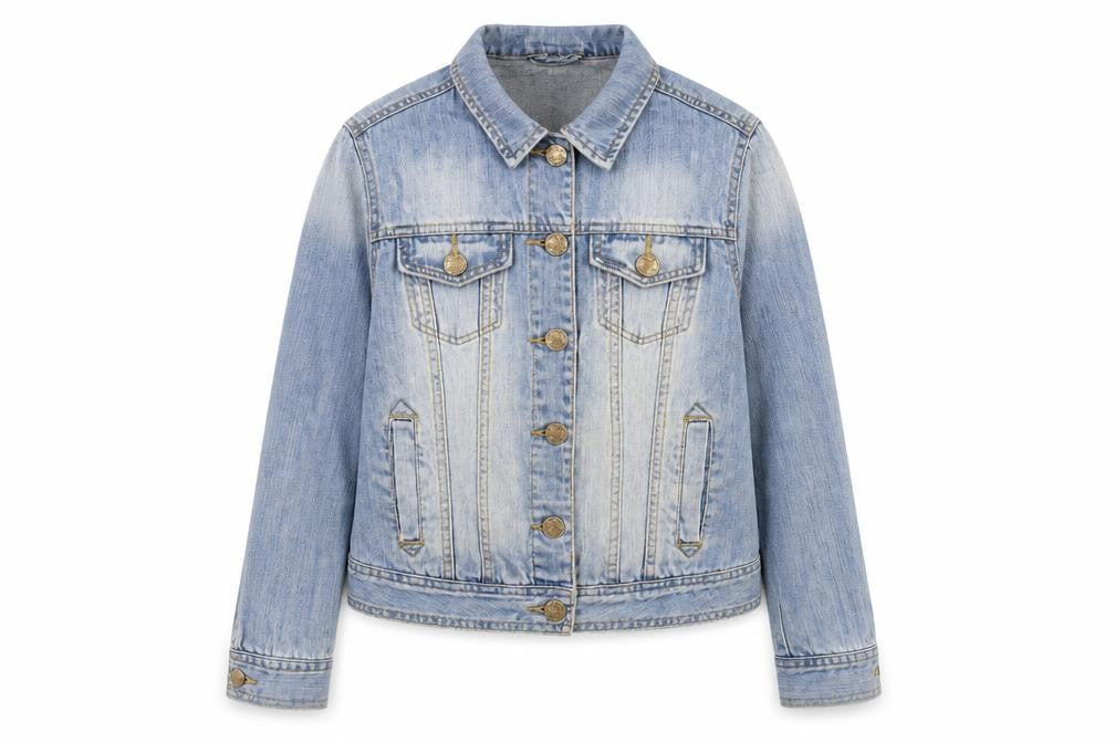 Denim & Co. Womens Blue Jacket Size 8 Button