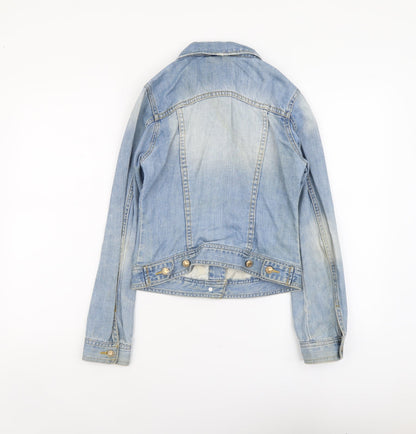 Denim & Co. Womens Blue Jacket Size 8 Button