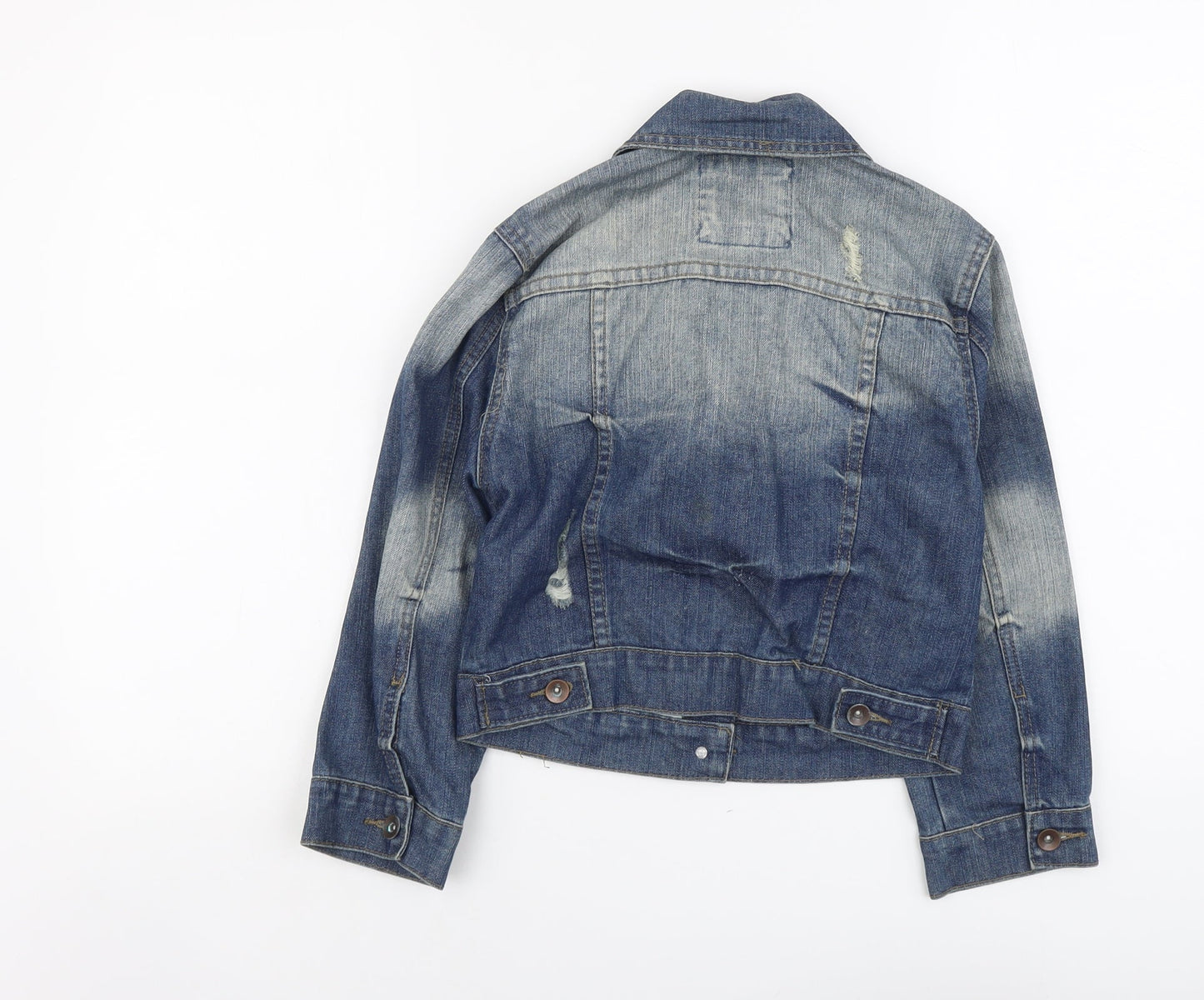 Denim & Co. Womens Blue Jacket Size 8 Button