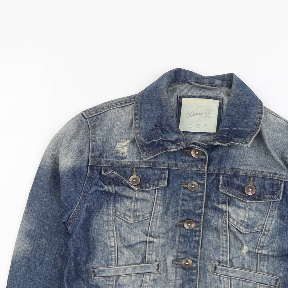 Denim & Co. Womens Blue Jacket Size 8 Button