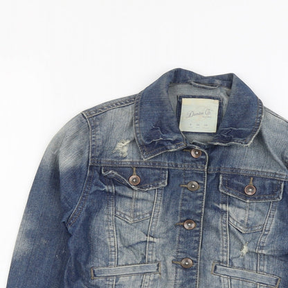 Denim & Co. Womens Blue Jacket Size 8 Button