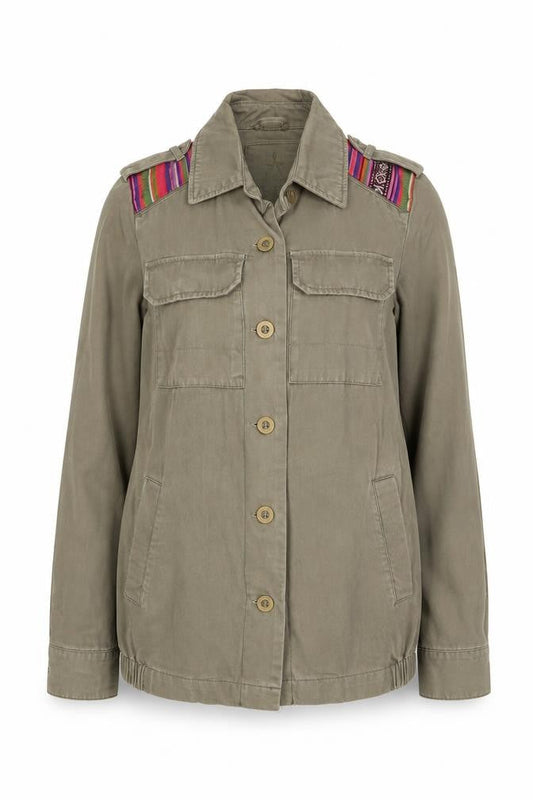 Atmosphere Womens Green Geometric Jacket Size 8 Button