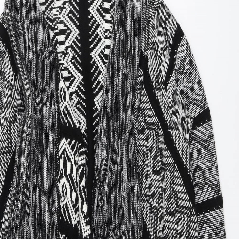 Blue Inc Womens Black V-Neck Geometric Acrylic Cardigan Jumper Size 8