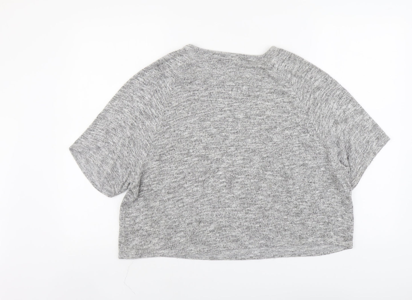 New Look Womens Grey Viscose Basic T-Shirt Size 12 Round Neck