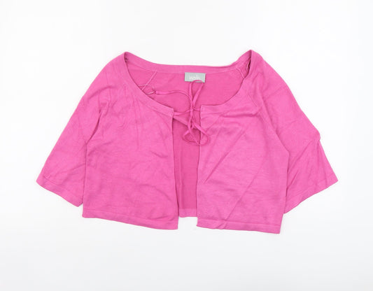 Wallis Womens Pink Scoop Neck Viscose Cardigan Jumper Size M - Tie Front