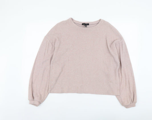 New Look Womens Pink Round Neck Polyester Pullover Jumper Size M