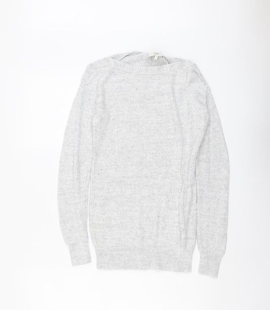 NEXT Womens Grey Boat Neck Viscose Pullover Jumper Size 8