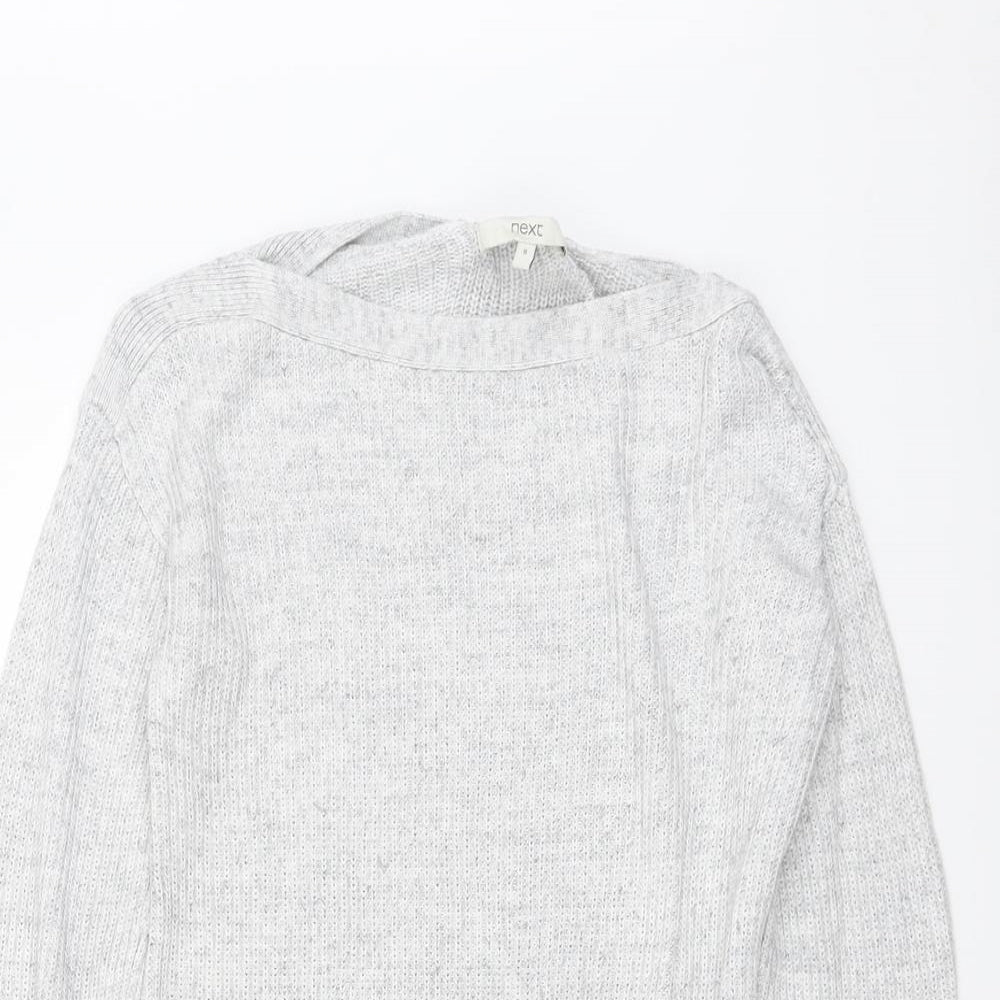 NEXT Womens Grey Boat Neck Viscose Pullover Jumper Size 8