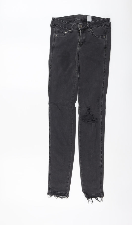 H&M Womens Grey Cotton Skinny Jeans Size 26 in L30 in Regular Button