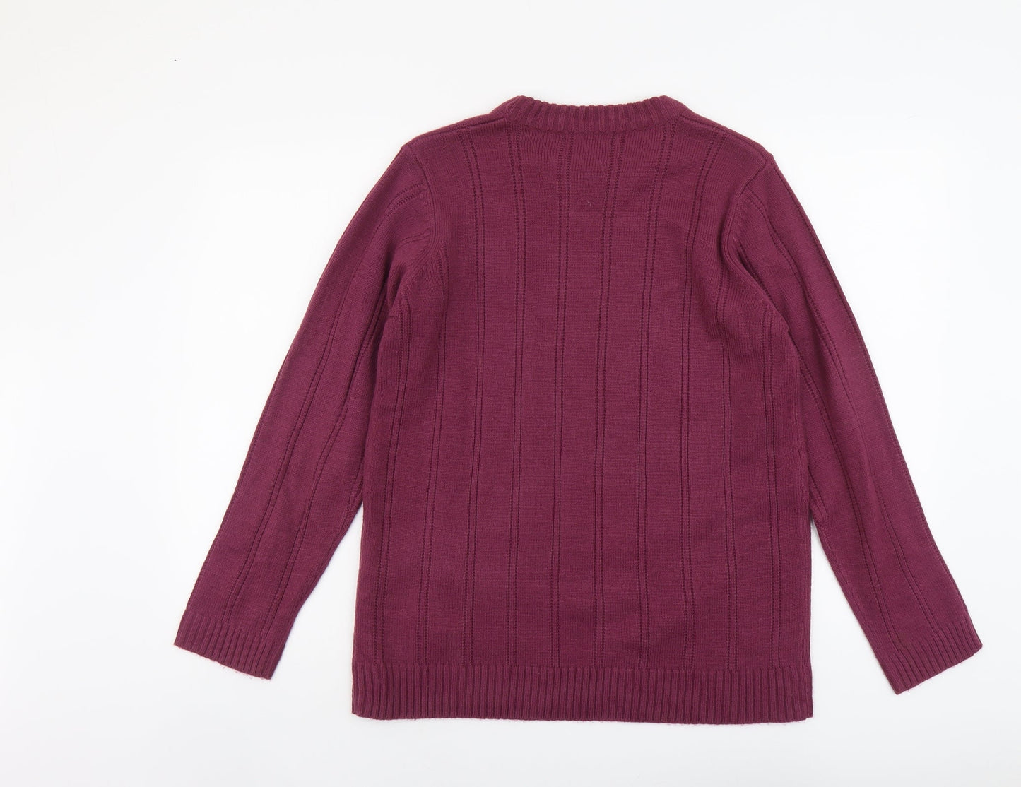 Charmance Womens Purple Round Neck Striped Acrylic Pullover Jumper Size 14