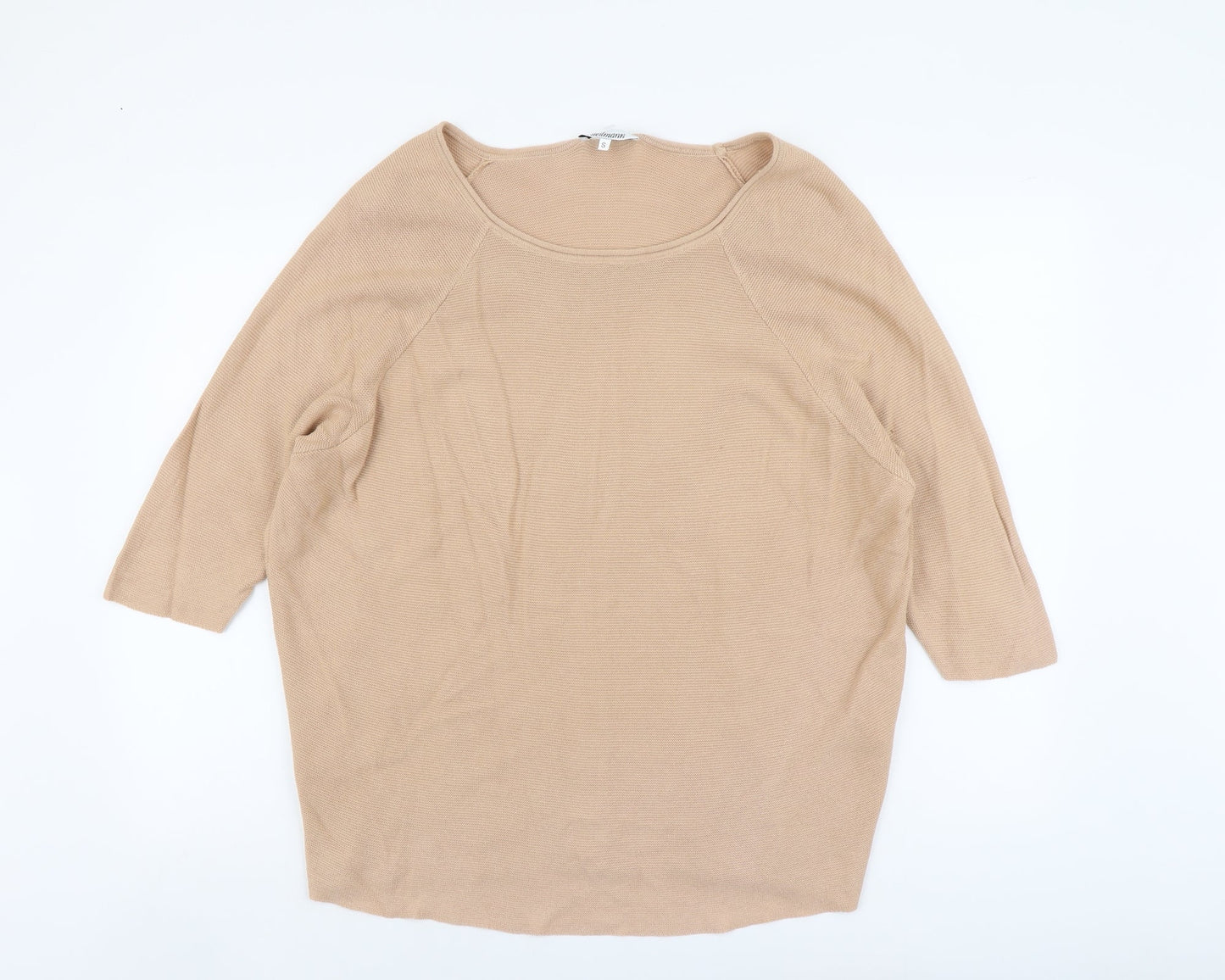 Steilman Womens Beige Scoop Neck Cotton Pullover Jumper Size S