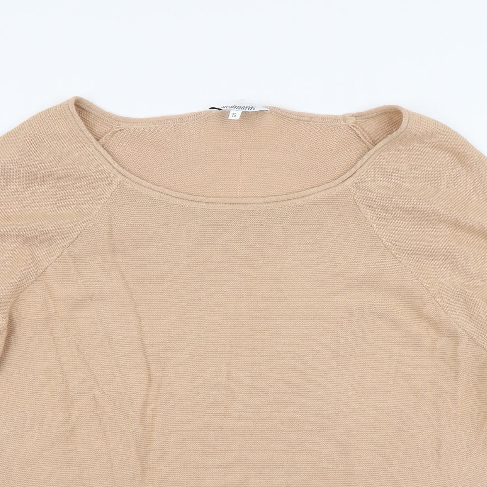 Steilman Womens Beige Scoop Neck Cotton Pullover Jumper Size S