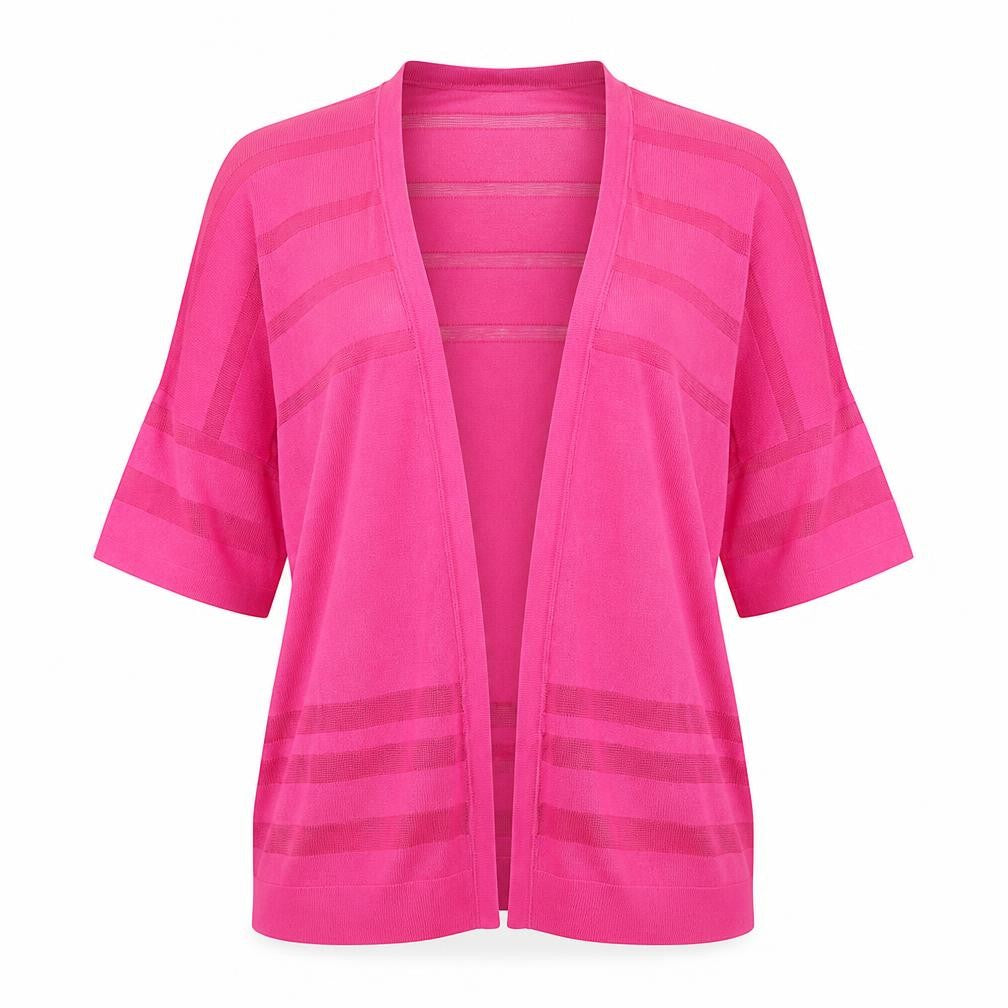 Nutmeg Womens Pink V-Neck Striped Viscose Cardigan Jumper Size 10