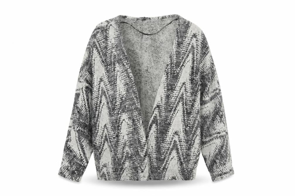 Atmosphere Womens Beige V-Neck Geometric Cotton Cardigan Jumper Size M