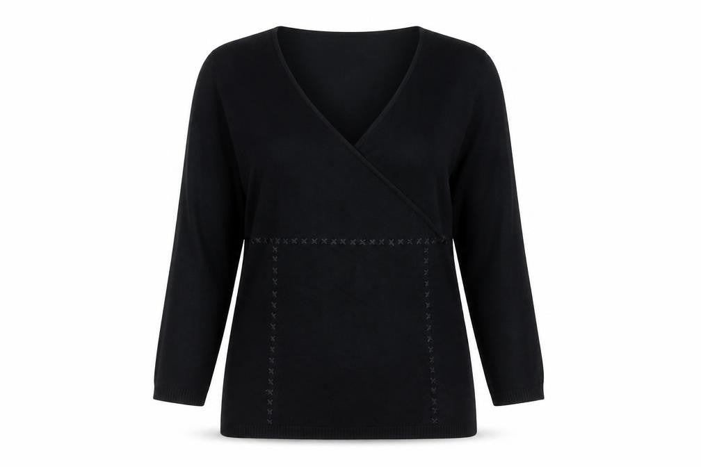 Preworn Womens Black V-Neck Viscose Pullover Jumper Size M