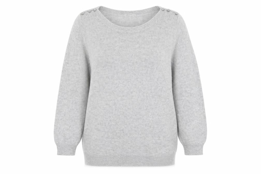 BHS Womens Grey Scoop Neck Viscose Pullover Jumper Size 14