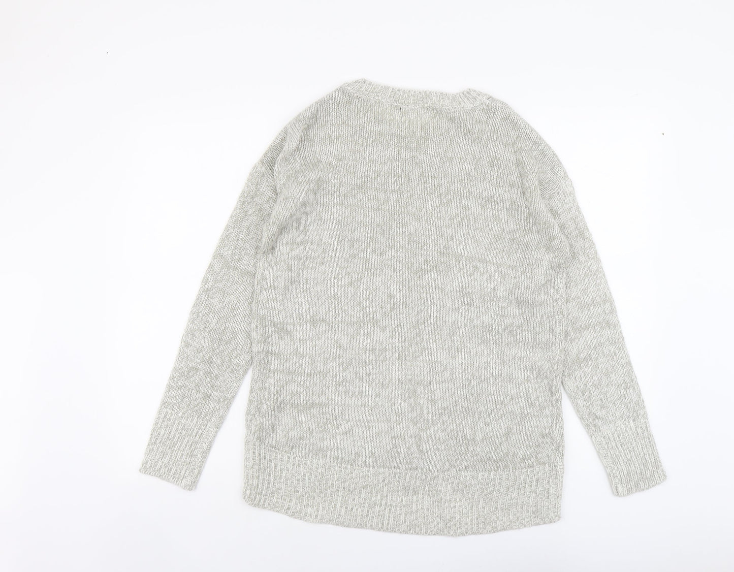 New Look Womens Grey Round Neck Acrylic Pullover Jumper Size S