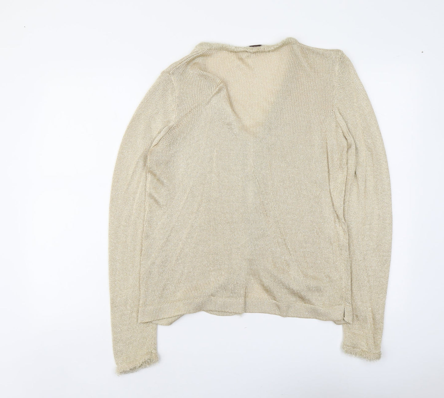 Escorpion Womens Gold V-Neck Acetate Cardigan Jumper Size M