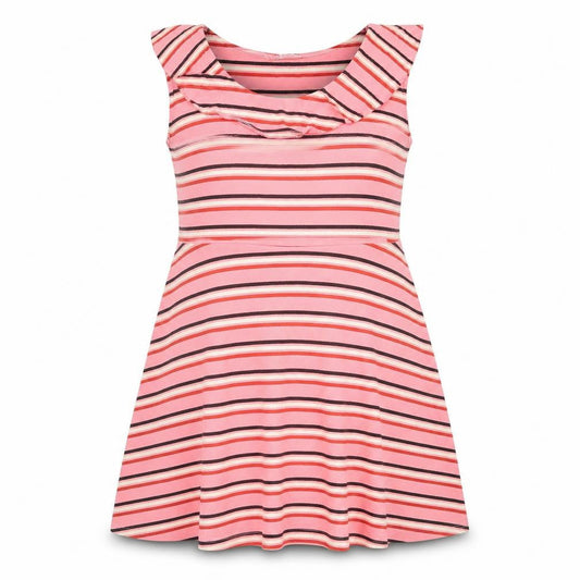 Debenhams Womens Pink Striped Cotton A-Line Size 14 Scoop Neck Pullover