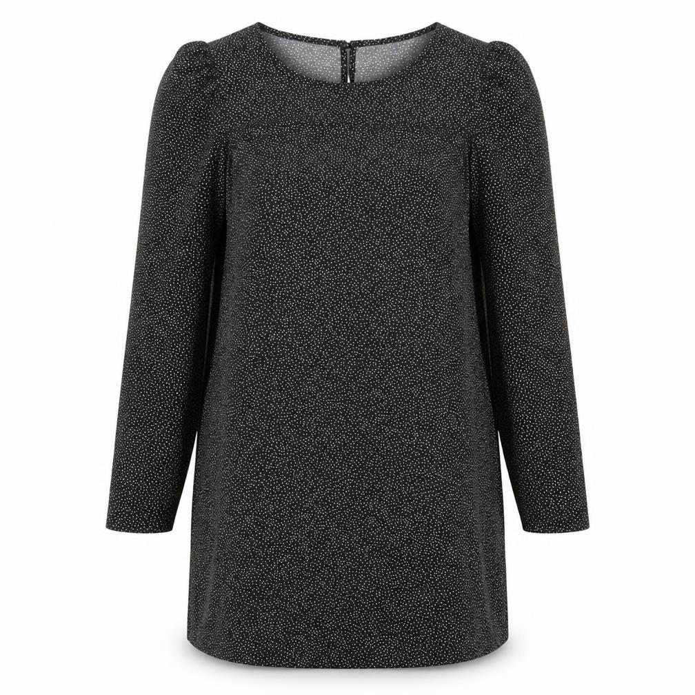 H&M Womens Black Polka Dot Polyester Shift Size S Round Neck Button