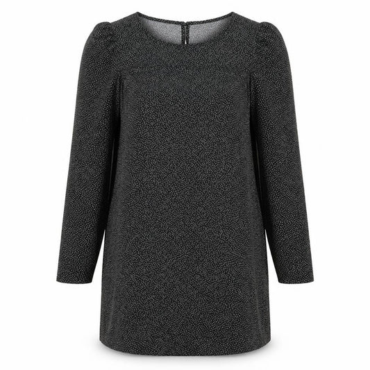 H&M Womens Black Polka Dot Polyester Shift Size S Round Neck Button