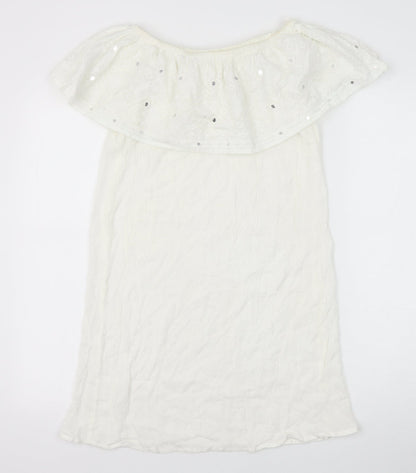 Accessorize Womens White Polyester A-Line Size XS Off the Shoulder Pullover