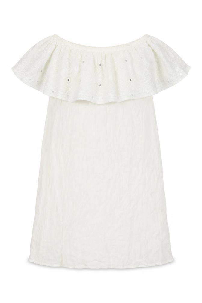 Accessorize Womens White Polyester A-Line Size XS Off the Shoulder Pullover
