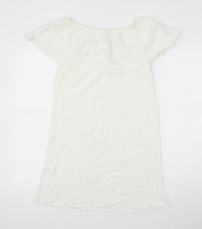 Accessorize Womens White Polyester A-Line Size XS Off the Shoulder Pullover