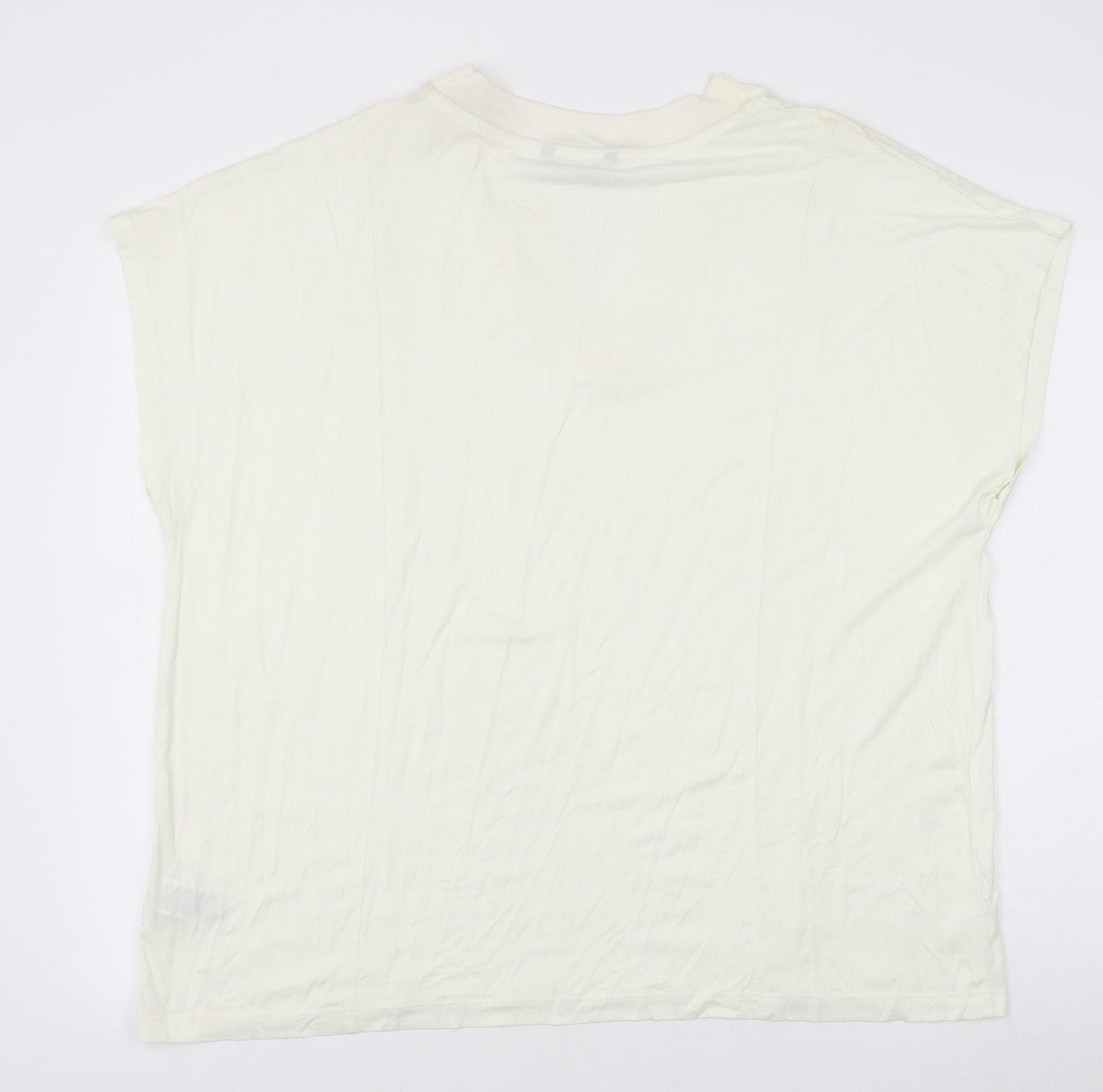 Marks and Spencer Womens Ivory Viscose Basic T-Shirt Size 22 V-Neck