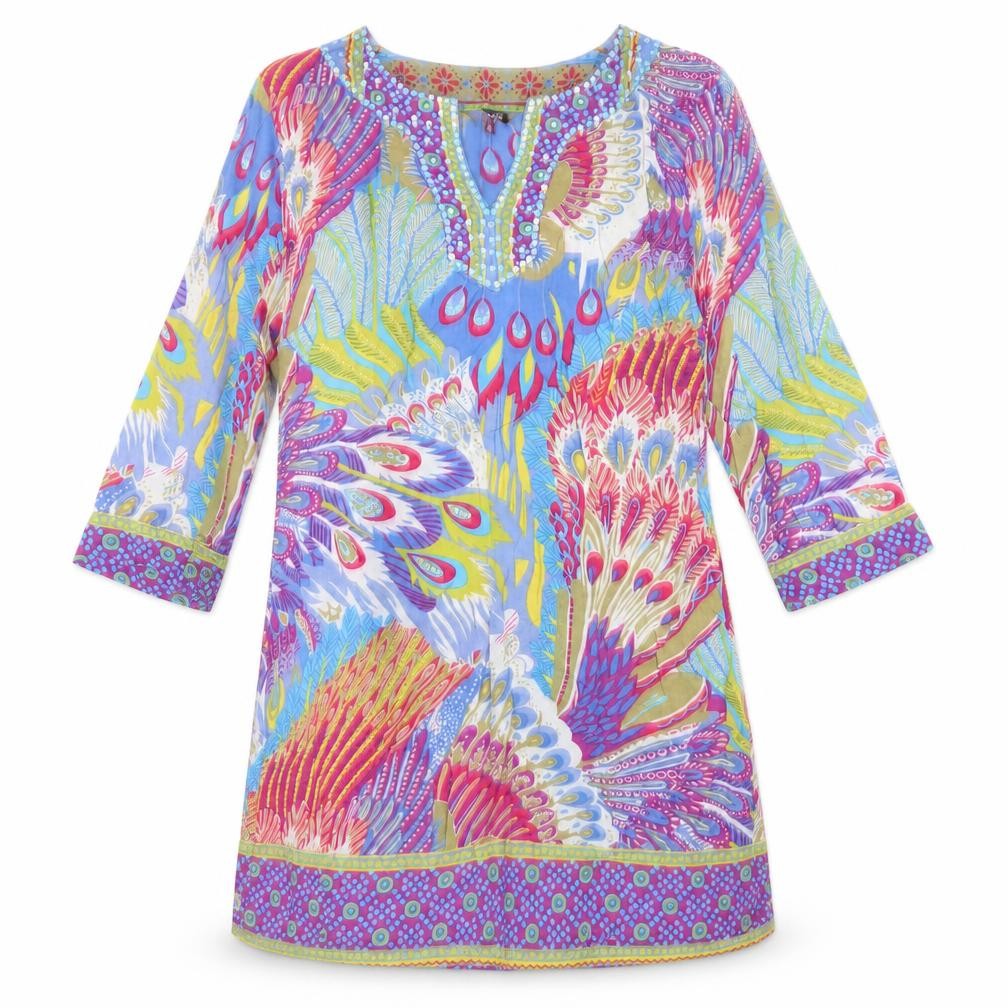 Papaya Womens Multicoloured Geometric Viscose A-Line Size 10 V-Neck Pullover