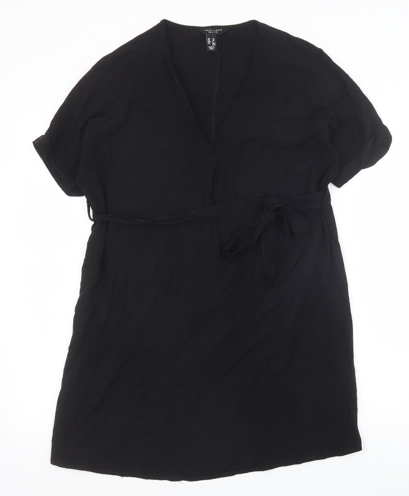 New Look Womens Black Viscose A-Line Size 10 V-Neck Pullover