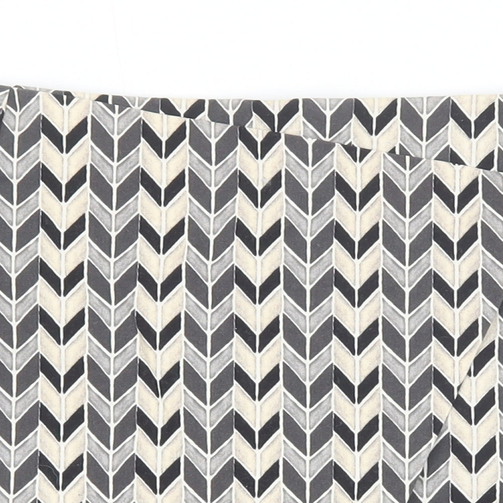 Topshop Womens Black Geometric Polyester Basic Shorts Size 14 Regular Zip