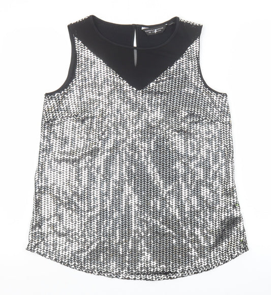 Dorothy Perkins Womens Silver Nylon Basic Tank Size 10 Round Neck
