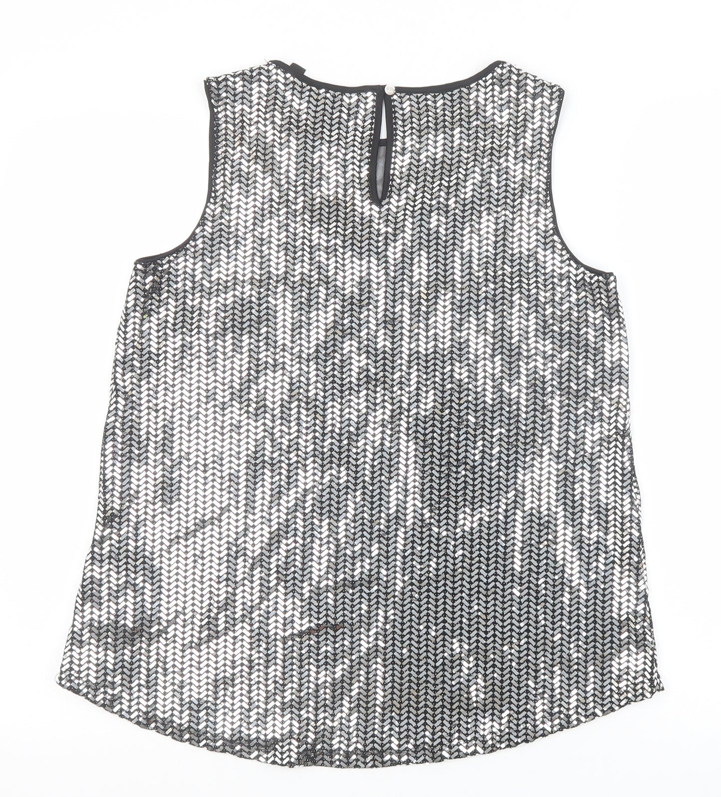 Dorothy Perkins Womens Silver Nylon Basic Tank Size 10 Round Neck