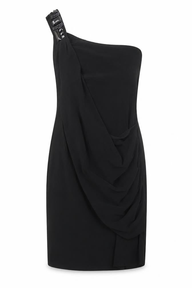 George Womens Black Polyester Pencil Dress Size 12 One Shoulder Pullover