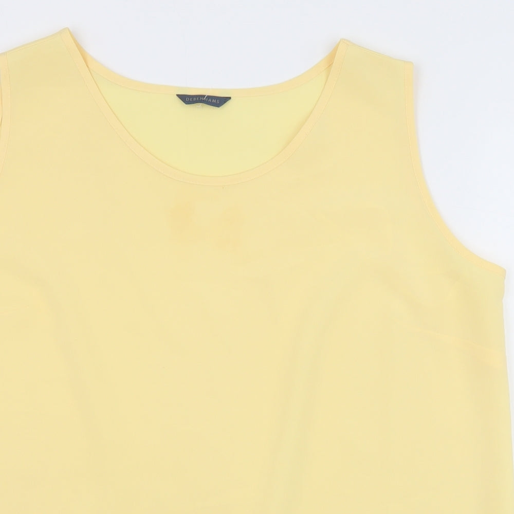 Debenhams Womens Yellow Polyester Basic Tank Size 14 Round Neck