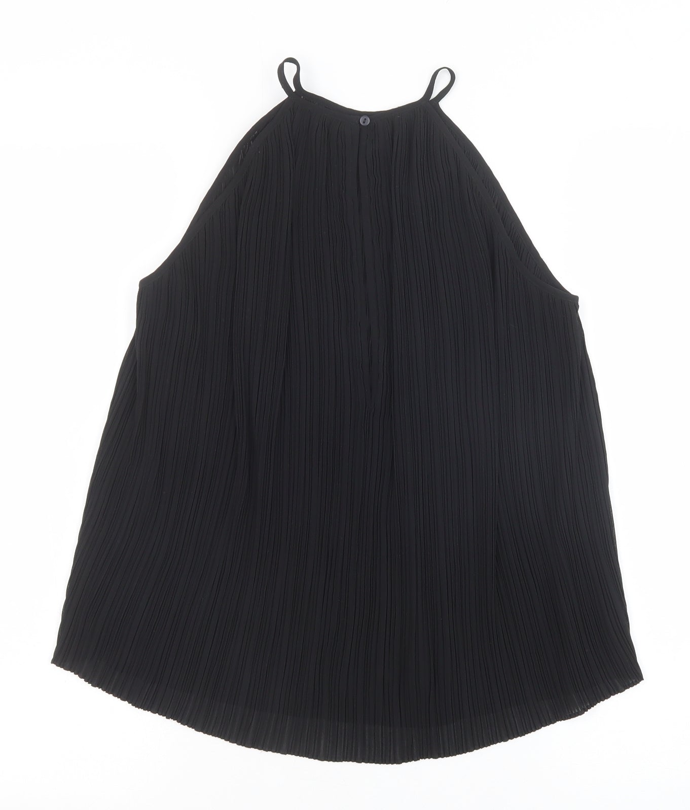 Preworn Womens Black Polyester Basic Tank Size 8 Round Neck - Plisse