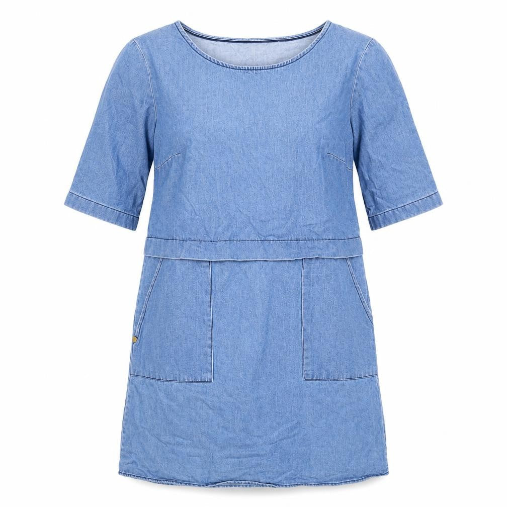 F&F Womens Blue Cotton A-Line Size 8 Round Neck Pullover
