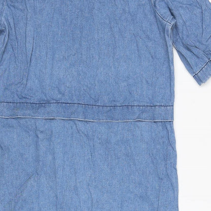 F&F Womens Blue Cotton A-Line Size 8 Round Neck Pullover