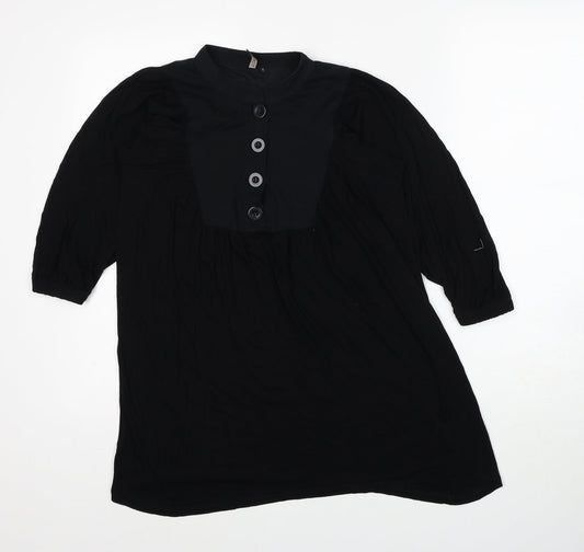 Topshop Womens Black Viscose Basic T-Shirt Size 6 Round Neck