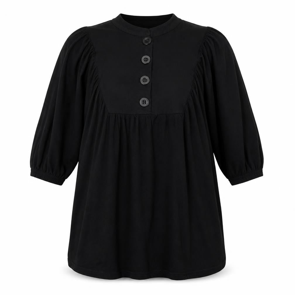 Topshop Womens Black Viscose Basic T-Shirt Size 6 Round Neck